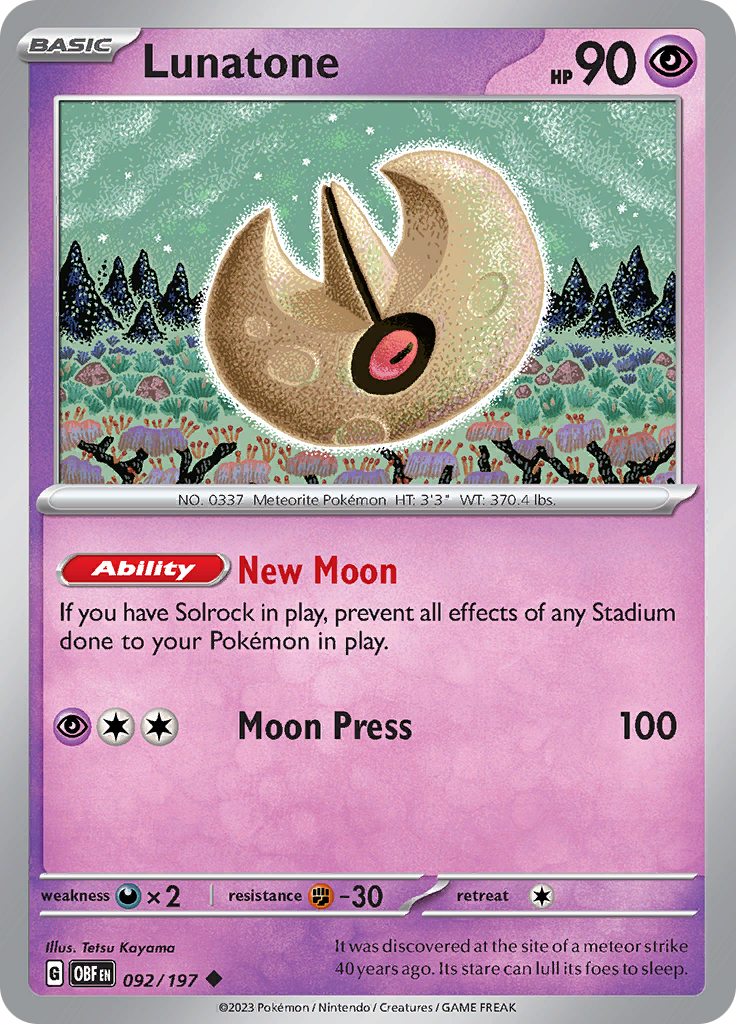 Lunatone (092/197) [Scarlet & Violet: Obsidian Flames] | Amazing Games TCG