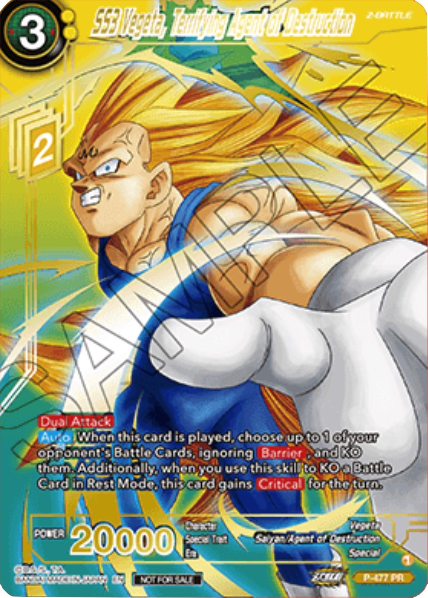 SS3 Vegeta, Terrifying Agent of Destruction (Gold-Stamped) (P-477) [Tournament Promotion Cards] | Amazing Games TCG