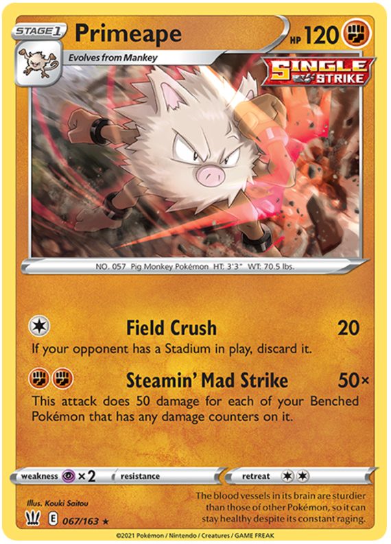 Primeape (067/163) [Sword & Shield: Battle Styles] | Amazing Games TCG