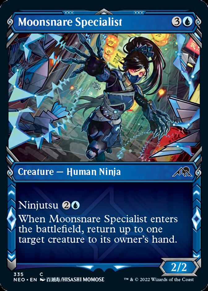 Moonsnare Specialist (Showcase Ninja) [Kamigawa: Neon Dynasty] | Amazing Games TCG