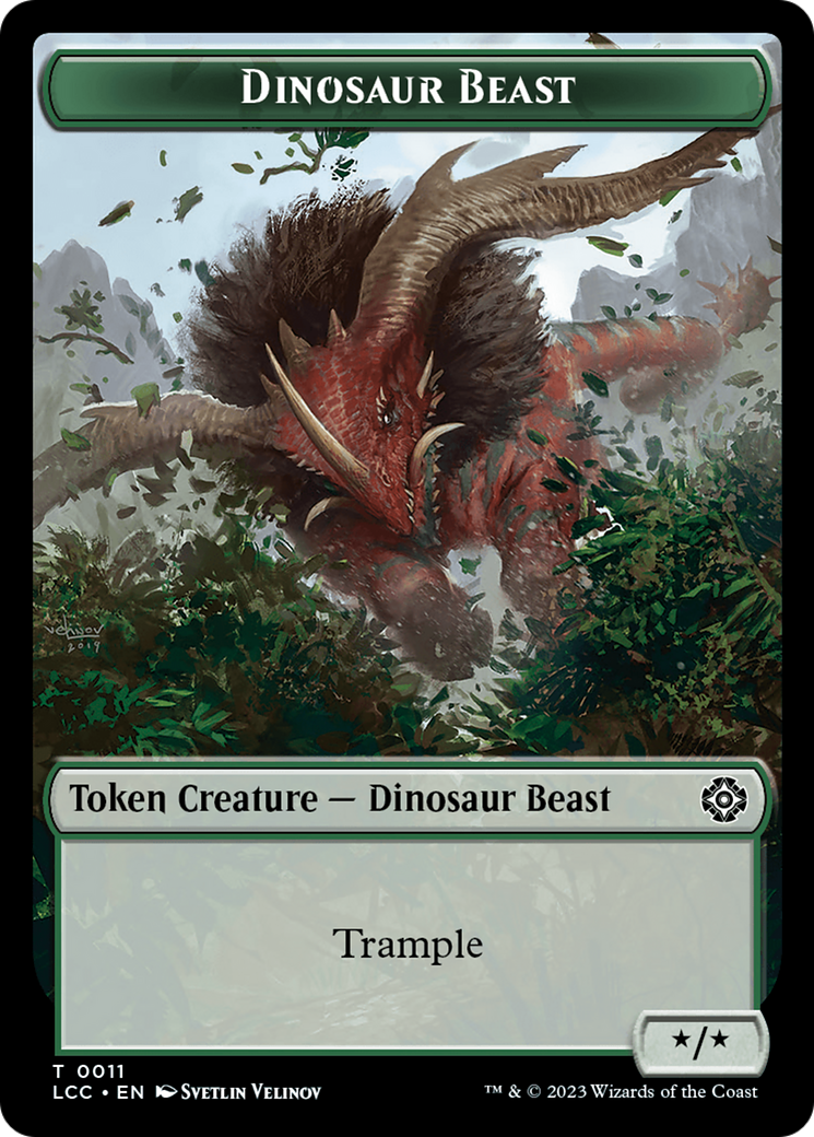 Dinosaur Beast // Dinosaur Double-Sided Token [The Lost Caverns of Ixalan Commander Tokens] | Amazing Games TCG