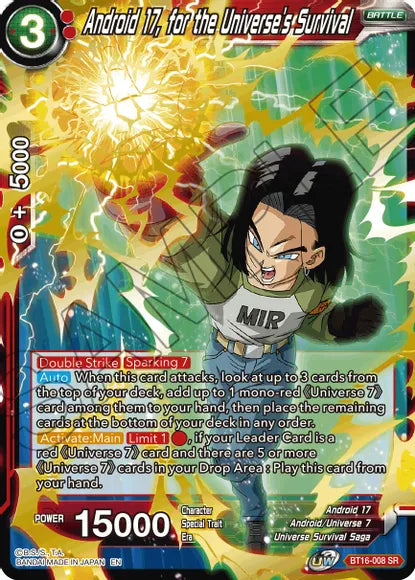 Android 17, for the Universe's Survival (BT16-008) [Realm of the Gods] | Amazing Games TCG