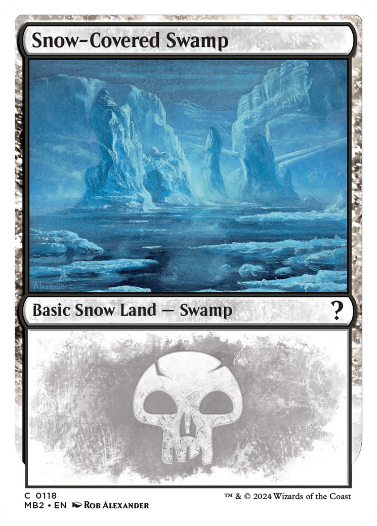 Snow-Covered Swamp (White Border) [Mystery Booster 2] | Amazing Games TCG