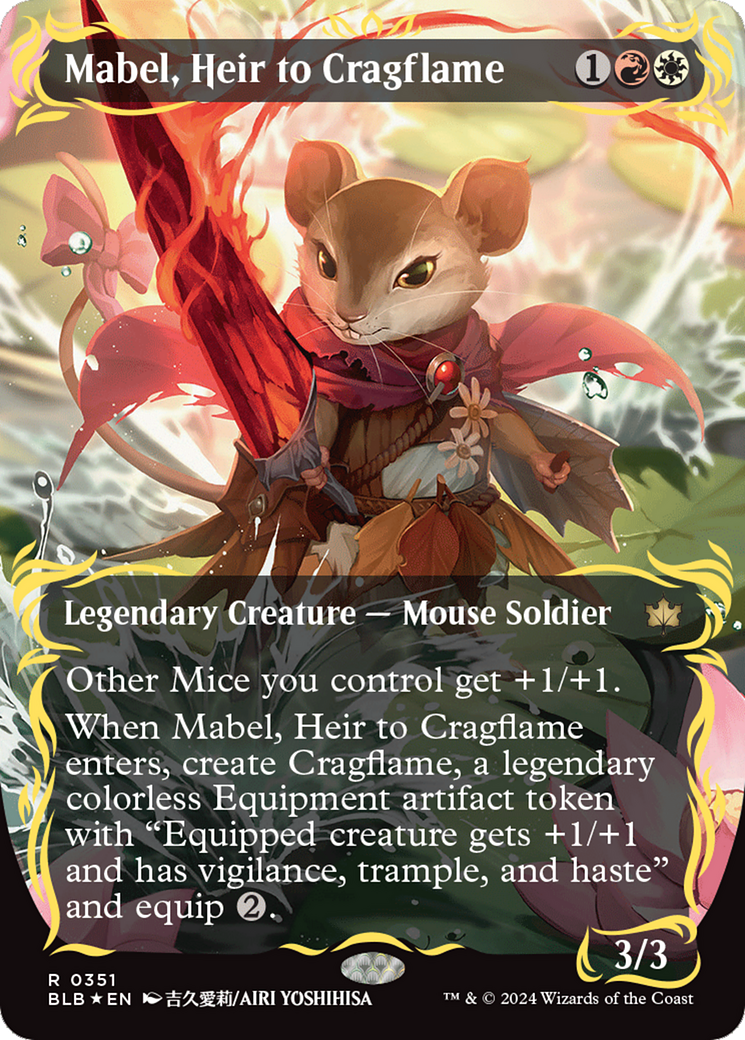 Mabel, Heir to Cragflame (Borderless) (Raised Foil) [Bloomburrow] | Amazing Games TCG