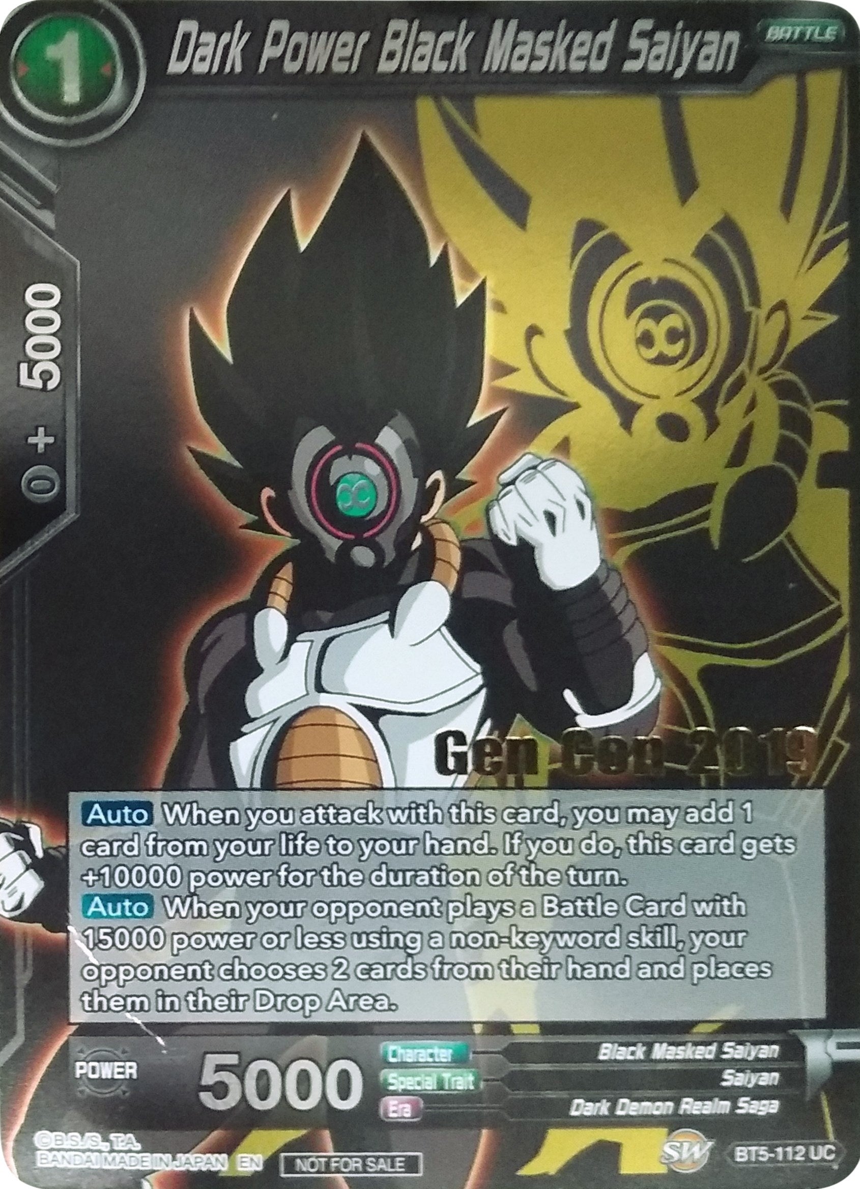 Dark Power Black Masked Saiyan (Gen Con 2019) (BT5-112) [Promotion Cards] | Amazing Games TCG