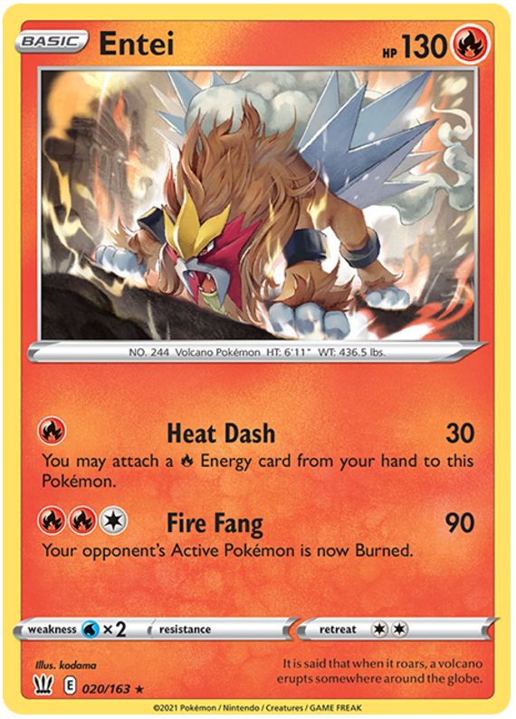 Entei (020/163) [Sword & Shield: Battle Styles] | Amazing Games TCG