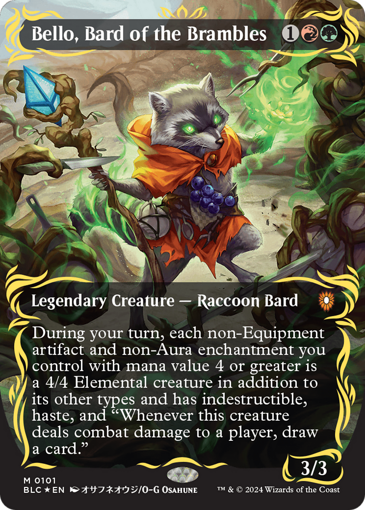 Bello, Bard of the Brambles (Borderless) (Raised Foil) [Bloomburrow Commander] | Amazing Games TCG