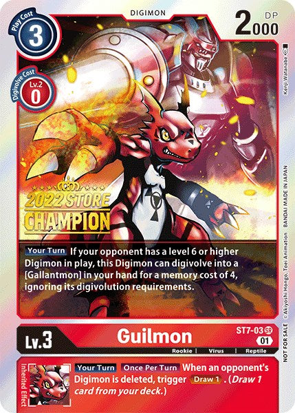 Guilmon [ST7-03] (2022 Store Champion) [Starter Deck: Gallantmon Promos] | Amazing Games TCG