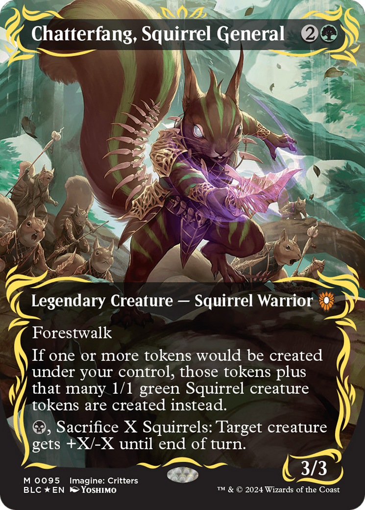 Chatterfang, Squirrel General (Borderless) (Raised Foil) [Bloomburrow Commander] | Amazing Games TCG