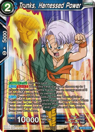 Trunks, Harnessed Power (BT16-033) [Realm of the Gods] | Amazing Games TCG