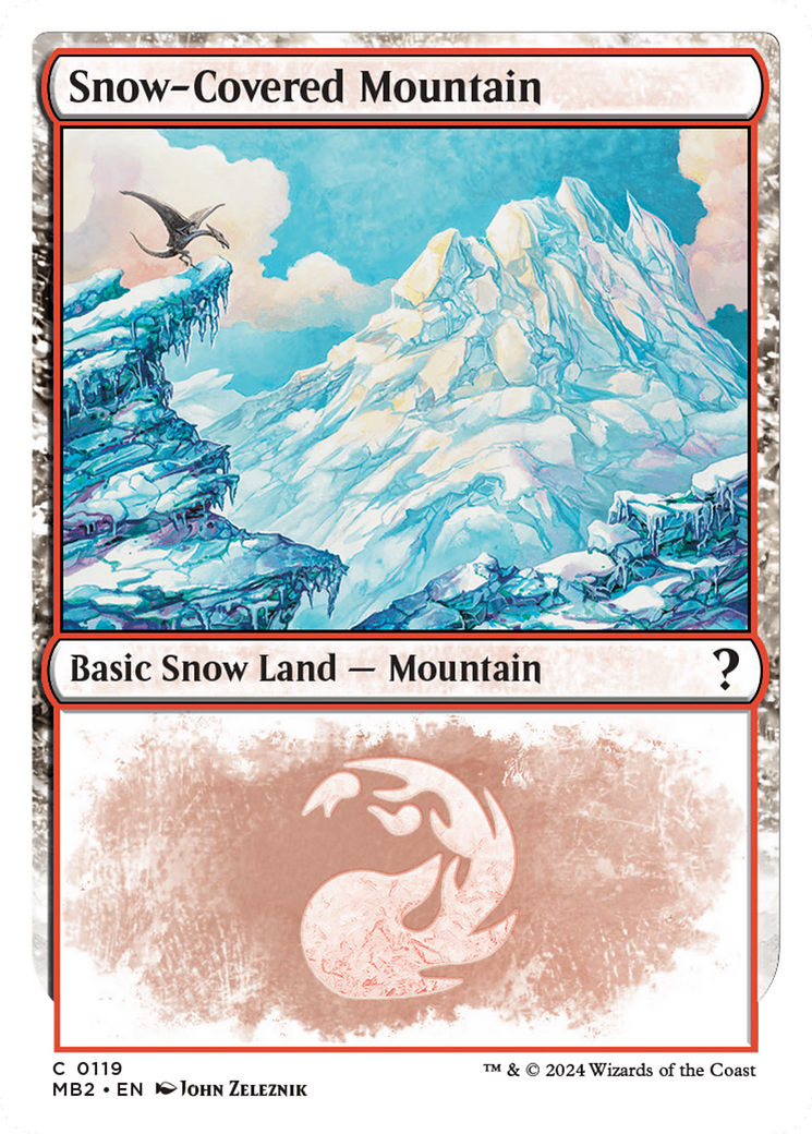 Snow-Covered Mountain (White Border) [Mystery Booster 2] | Amazing Games TCG