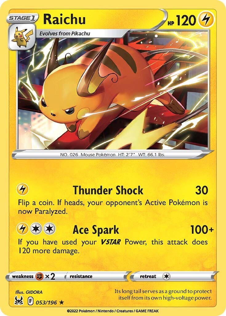 Raichu (053/196) [Sword & Shield: Lost Origin] | Amazing Games TCG