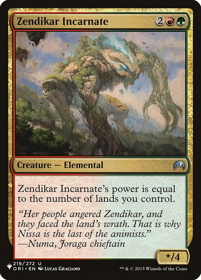 Zendikar Incarnate [The List] | Amazing Games TCG