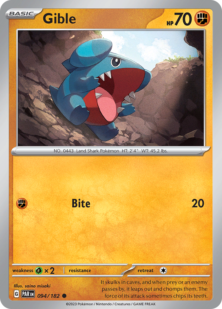 Gible (094/182) [Scarlet & Violet: Paradox Rift] | Amazing Games TCG