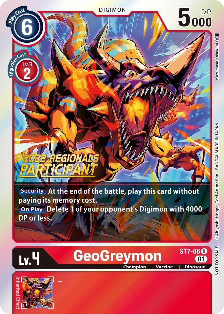 GeoGreymon [ST7-06] (2022 Championship Offline Regional) (Online Participant) [Starter Deck: Gallantmon Promos] | Amazing Games TCG