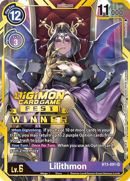 Lilithmon [BT3-091] (Digimon Card Game Fest 2022 Winner) [Release Special Booster Promos] | Amazing Games TCG