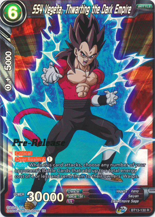 SS4 Vegeta, Thwarting the Dark Empire (BT13-130) [Supreme Rivalry Prerelease Promos] | Amazing Games TCG