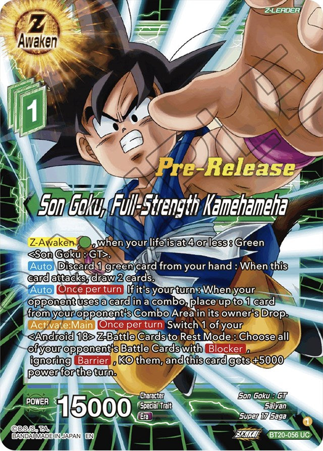 Son Goku, Full-Strength Kamehameha (BT20-056) [Power Absorbed Prerelease Promos] | Amazing Games TCG