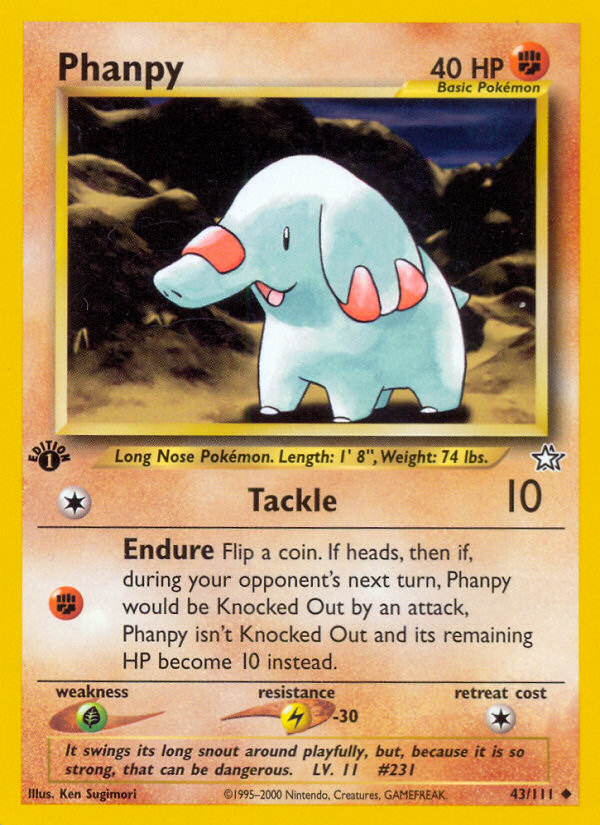 Phanpy (43/111) [Neo Genesis 1st Edition] | Amazing Games TCG