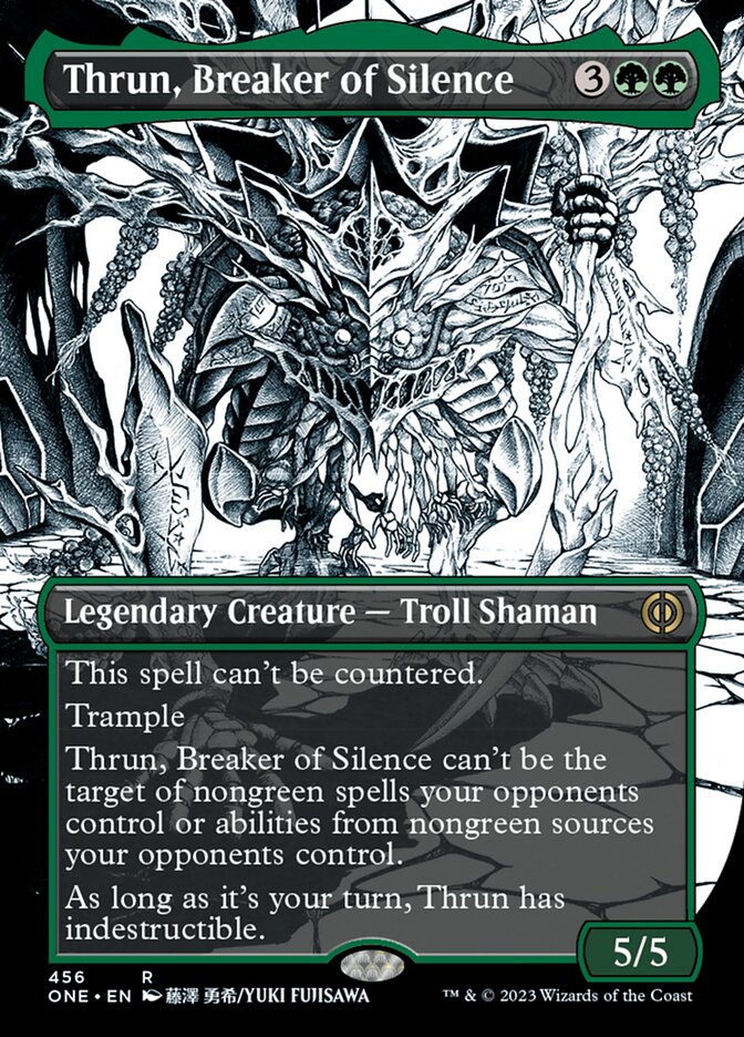 Thrun, Breaker of Silence (Borderless Manga Step-and-Compleat Foil) [Phyrexia: All Will Be One] | Amazing Games TCG