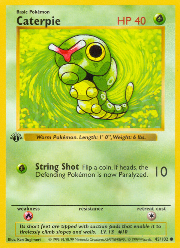 Caterpie (45/102) (Shadowless) [Base Set 1st Edition] | Amazing Games TCG