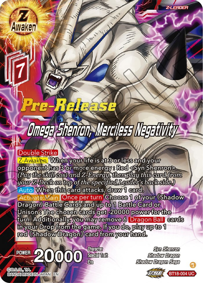 Omega Shenron, Merciless Negativity (BT18-004) [Dawn of the Z-Legends Prerelease Promos] | Amazing Games TCG