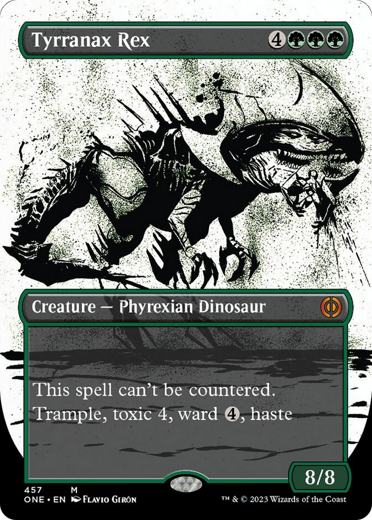 Tyrranax Rex (Borderless Ichor Step-and-Compleat Foil) [Phyrexia: All Will Be One] | Amazing Games TCG