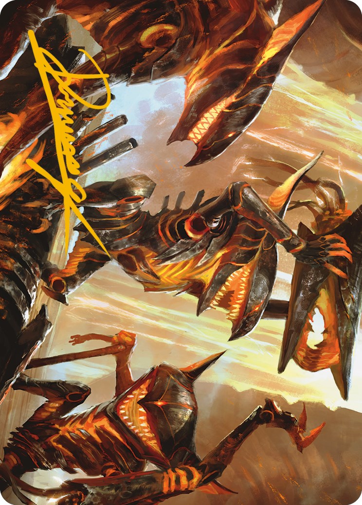 Gleeful Demolition Art Card (Gold-Stamped Signature) [Phyrexia: All Will Be One Art Series] | Amazing Games TCG