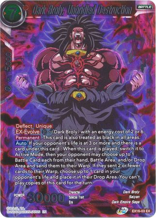 Dark Broly, Unbridled Destruction (EX16-03) [Ultimate Deck] | Amazing Games TCG