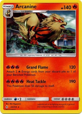 Arcanine (22/214) (Cosmos Holo) [Sun & Moon: Unbroken Bonds] | Amazing Games TCG