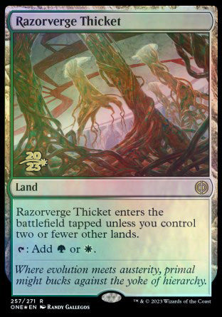 Razorverge Thicket [Phyrexia: All Will Be One Prerelease Promos] | Amazing Games TCG