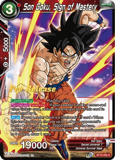 Son Goku, Sign of Mastery (BT16-006) [Realm of the Gods Prerelease Promos] | Amazing Games TCG