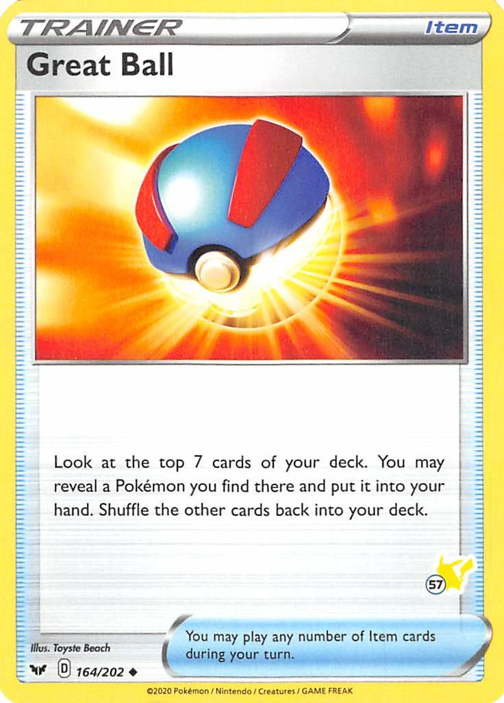 Great Ball (164/202) (Pikachu Stamp #57) [Battle Academy 2022] | Amazing Games TCG