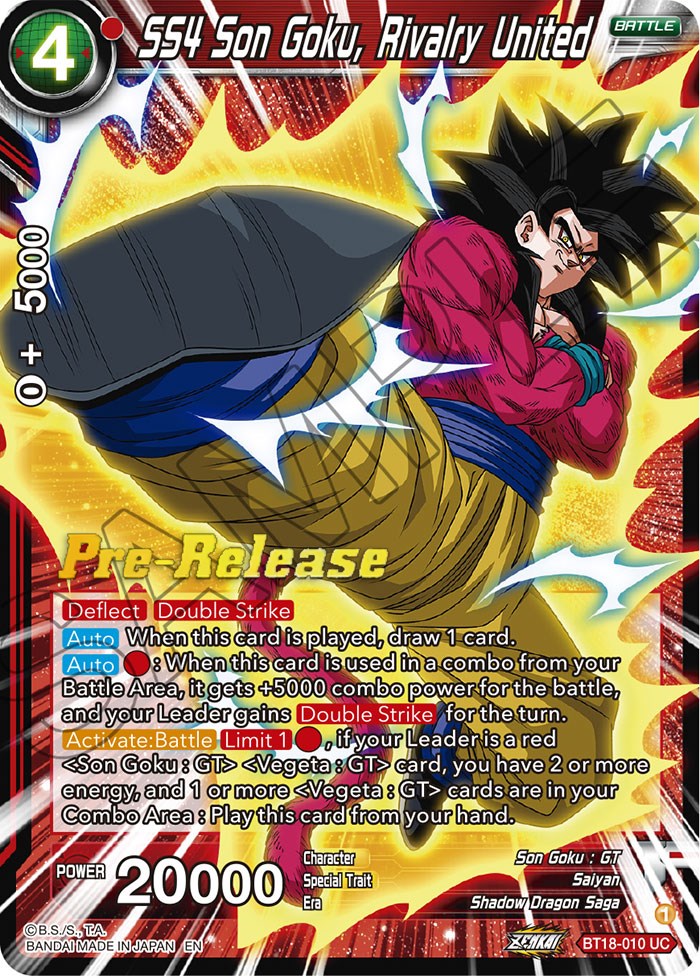 SS4 Son Goku, Rivalry United (BT18-010) [Dawn of the Z-Legends Prerelease Promos] | Amazing Games TCG