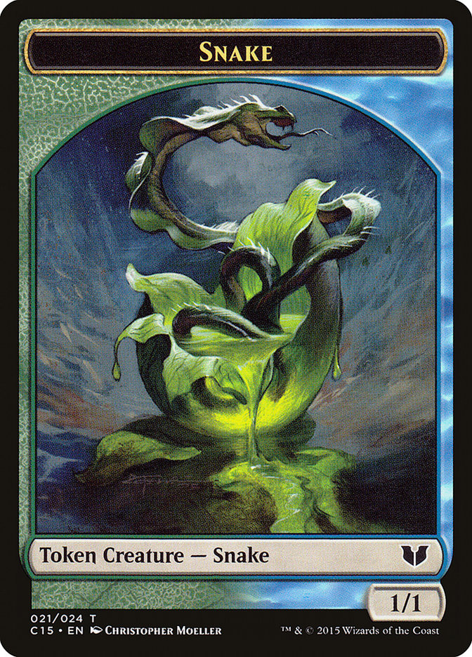 Snake (021) // Saproling Double-Sided Token [Commander 2015 Tokens] | Amazing Games TCG