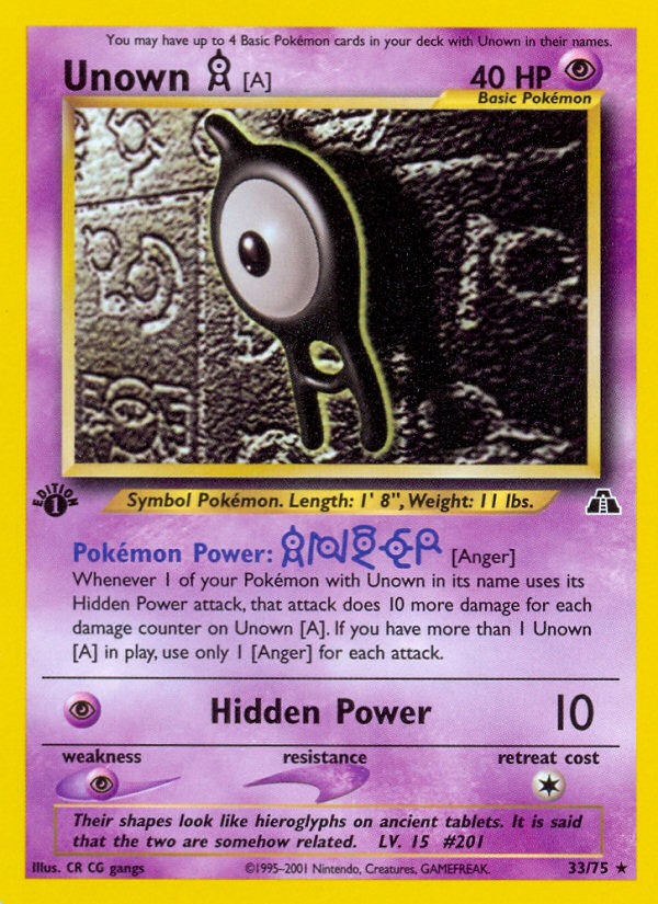 Unown [A] (33/75) [Neo Discovery 1st Edition] | Amazing Games TCG