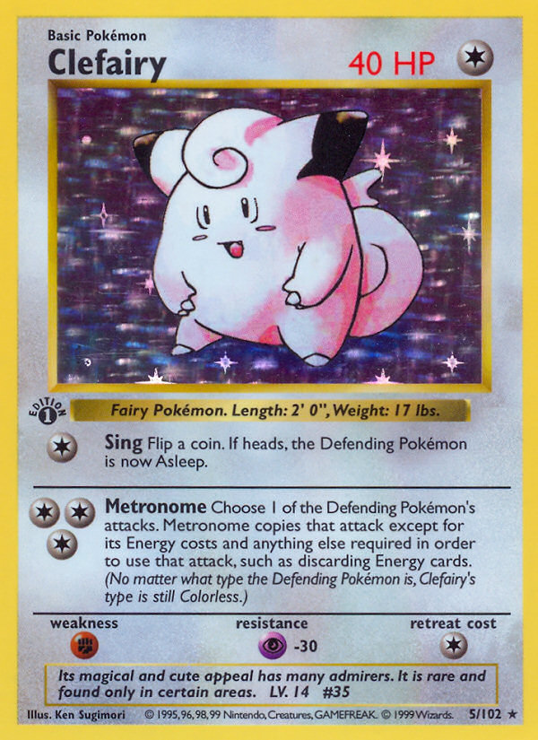 Clefairy (5/102) (Shadowless) [Base Set 1st Edition] | Amazing Games TCG