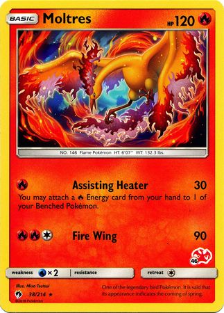 Moltres (38/214) (Charizard Stamp #46) [Battle Academy 2020] | Amazing Games TCG