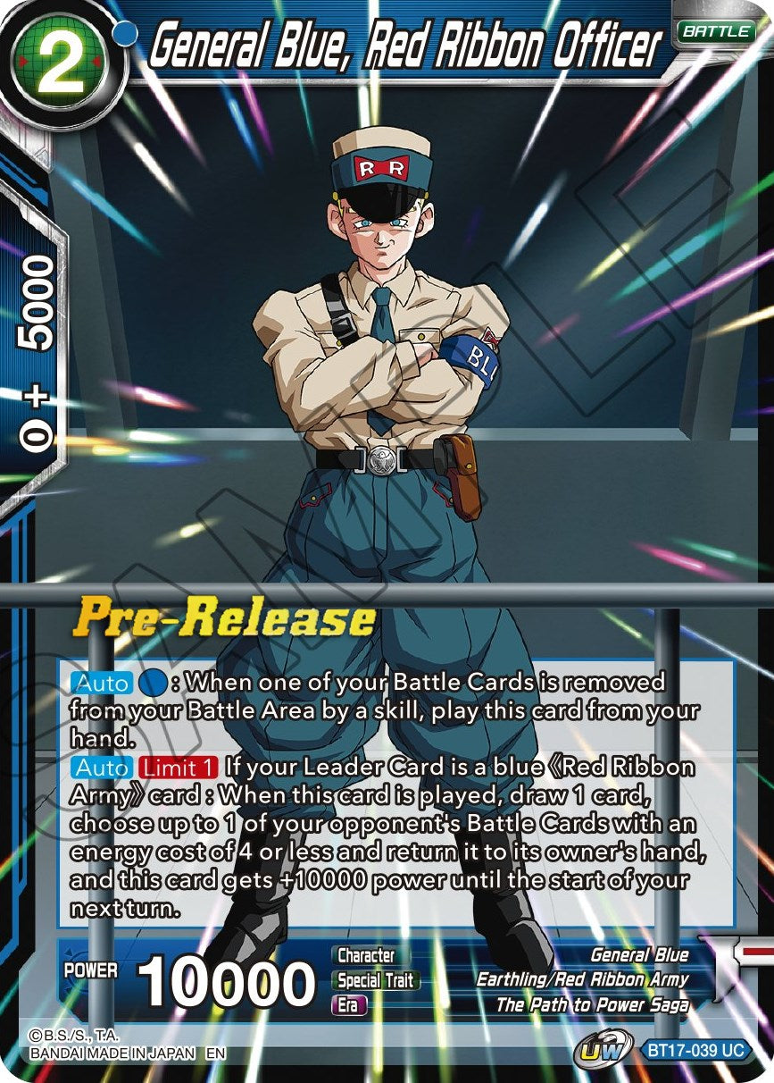 General Blue, Red Ribbon Officer (BT17-039) [Ultimate Squad Prerelease Promos] | Amazing Games TCG