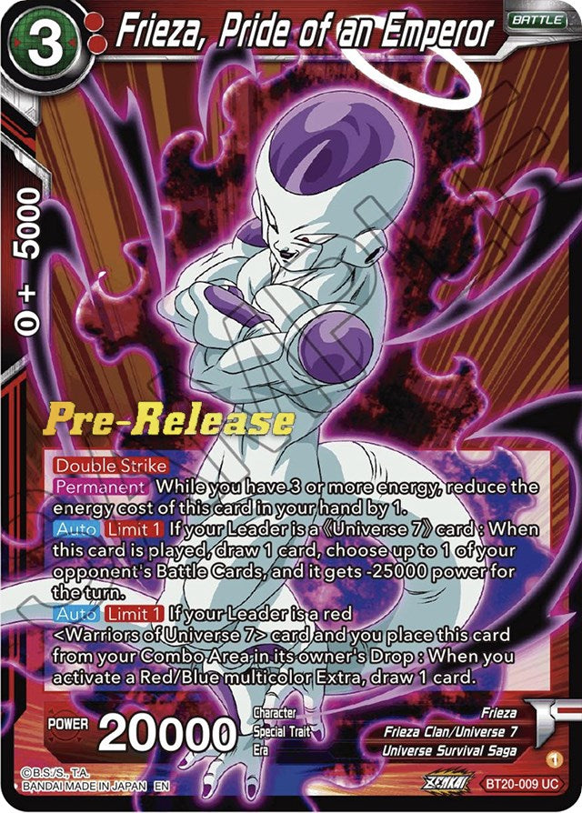 Frieza, Pride of an Emperor (BT20-009) [Power Absorbed Prerelease Promos] | Amazing Games TCG