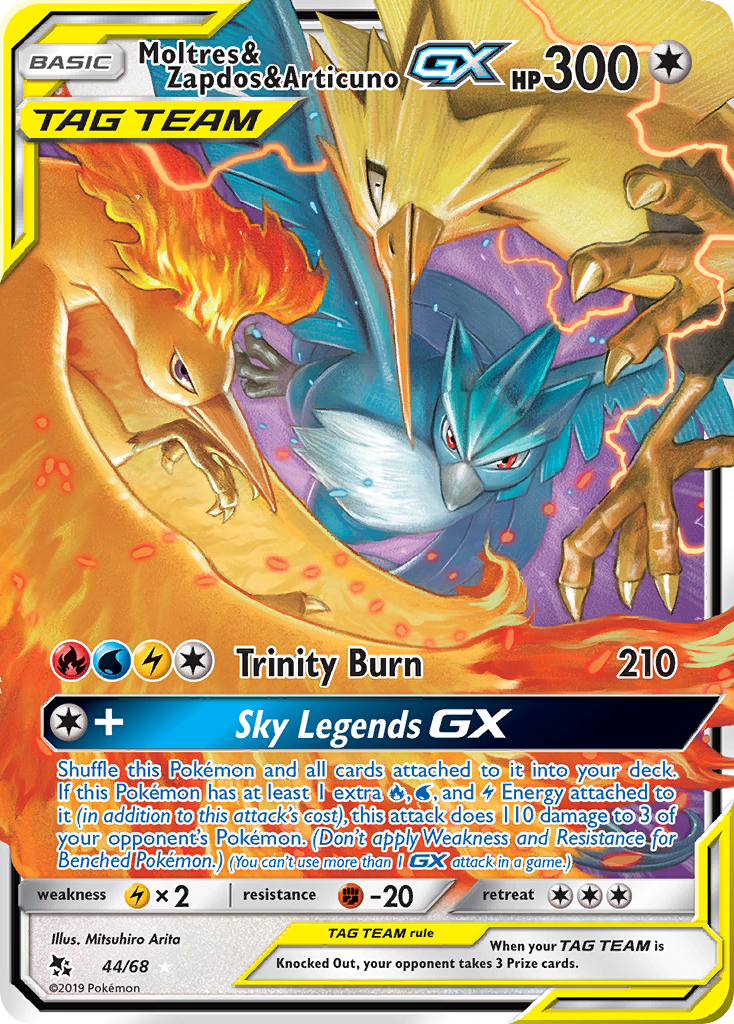 Moltres & Zapdos & Articuno GX (44/68) [Sun & Moon: Hidden Fates] | Amazing Games TCG