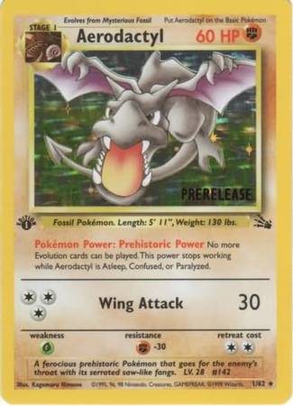 Aerodactyl (1/62) (Prerelease Promo) [Fossil 1st Edition] | Amazing Games TCG