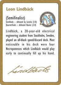 1996 Leon Lindback Biography Card [World Championship Decks] | Amazing Games TCG
