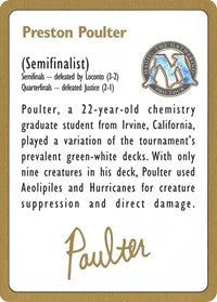 1996 Preston Poulter Biography Card [World Championship Decks] | Amazing Games TCG