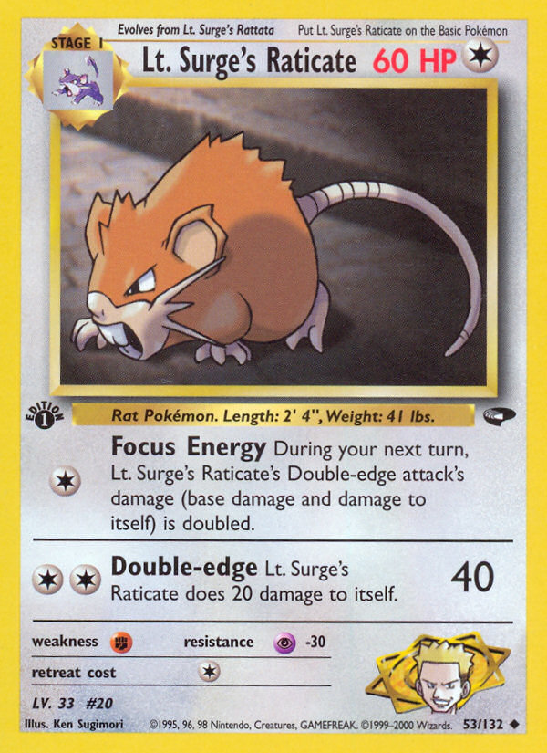 Lt. Surge's Raticate (53/132) [Gym Challenge 1st Edition] | Amazing Games TCG