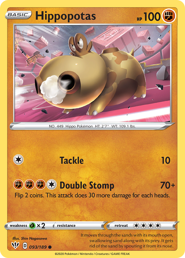 Hippopotas (093/189) [Sword & Shield: Darkness Ablaze] | Amazing Games TCG