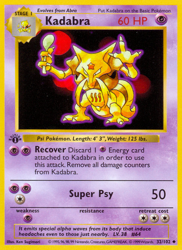 Kadabra (32/102) (Shadowless) [Base Set 1st Edition] | Amazing Games TCG