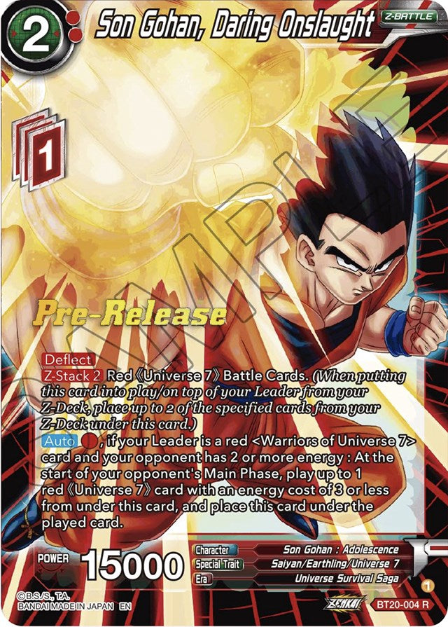 Son Gohan, Daring Onslaught (BT20-004) [Power Absorbed Prerelease Promos] | Amazing Games TCG
