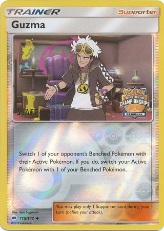 Guzma (115/147) (League Promo) (Staff) [Sun & Moon: Burning Shadows] | Amazing Games TCG