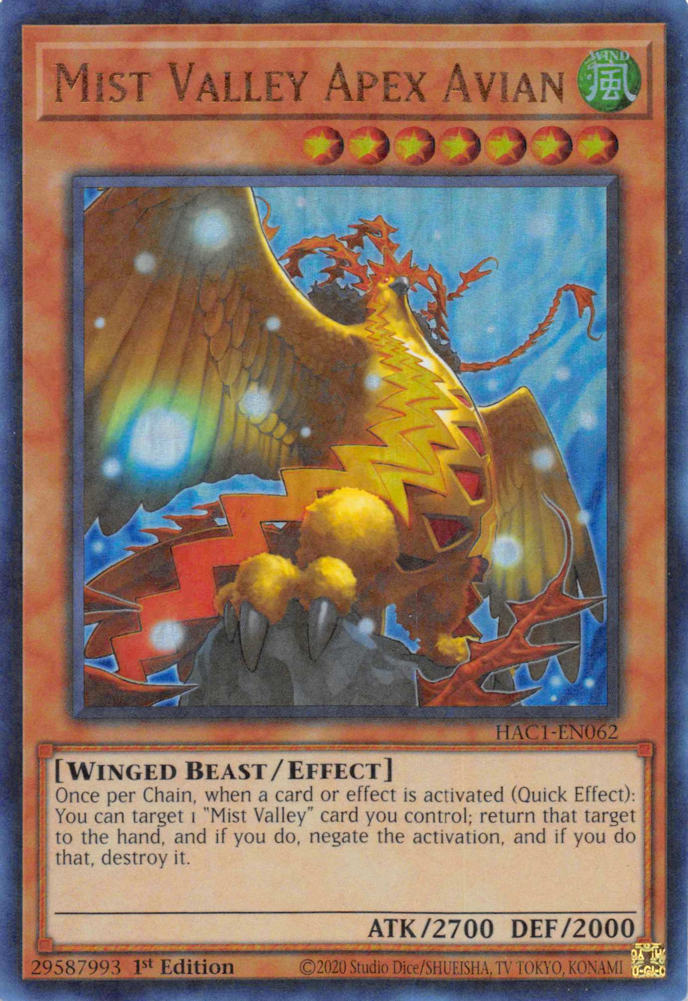 Mist Valley Apex Avian (Duel Terminal) [HAC1-EN062] Parallel Rare | Amazing Games TCG